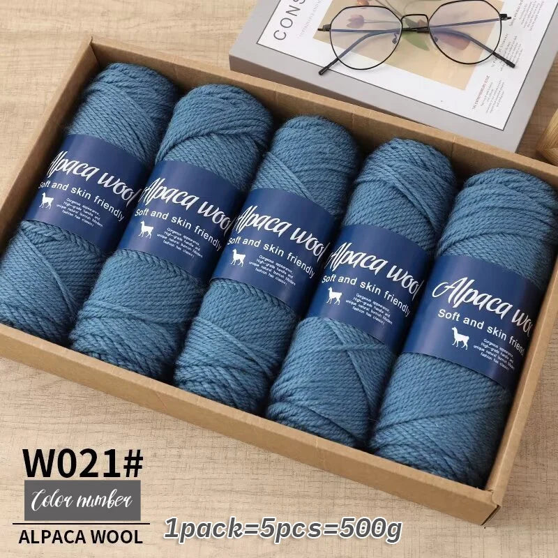 Fil de laine d'alpaga 500g, fil grossier, tissé à la main pour fabriquer des pulls chauds et à la mode, coupe-vent, vestes, foulards, chapeaux, fils