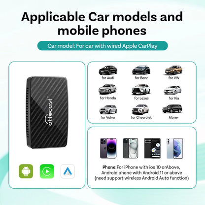 OTTOCAST Play2 vidéo Pro Carplay Ai Box adaptateur automatique Android sans fil intégré Youtube Netflix pour VW Benz Ford 99% de voitures