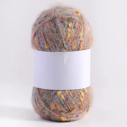 Boule de fil Mohair à pois de couleur arc-en-ciel, fil à tricoter doux tissé à la main, confortable pour bricolage, écharpe, pull, châle, manteau, Crochet