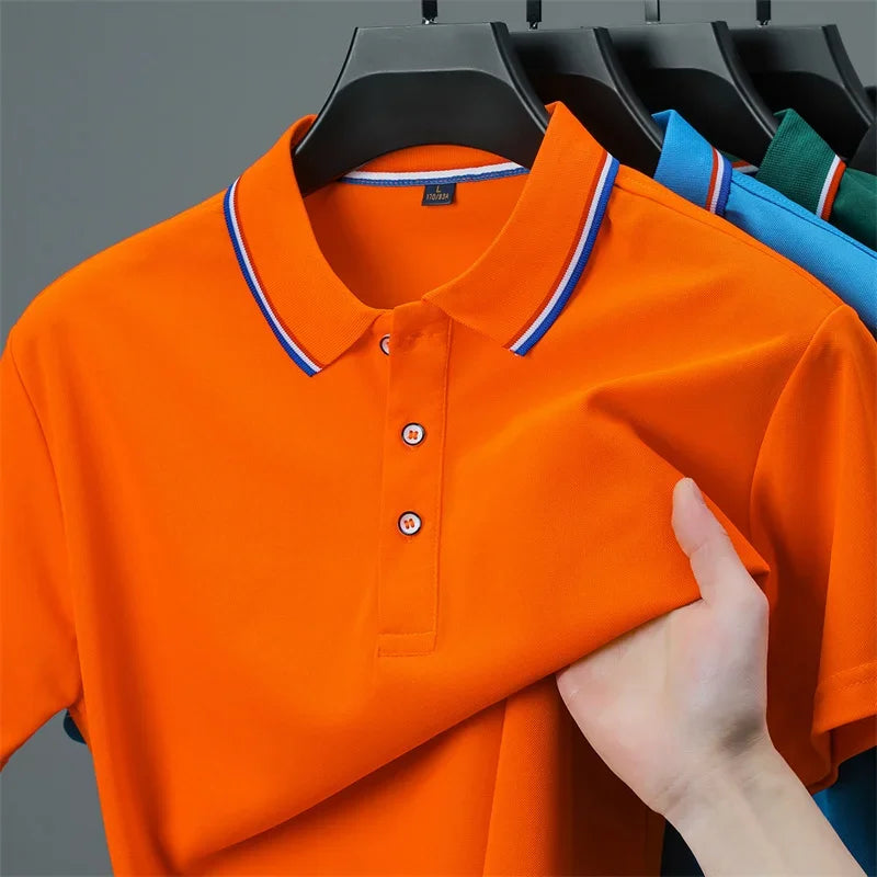 Polo décontracté à manches courtes pour hommes, couleur unie, haut polyvalent, à la mode et confortable, nouvelle collection été 2025