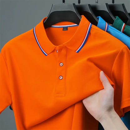 Polo décontracté à manches courtes pour hommes, couleur unie, haut polyvalent, à la mode et confortable, nouvelle collection été 2025