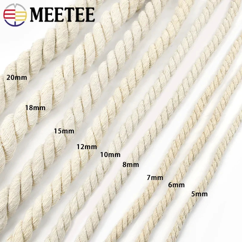 Cordons en macramé de 5 mètres, 7-15mm, 3 actions, corde torsadée en coton pour sac fait à la main, matériel artisanal pour la maison, accessoires de couture