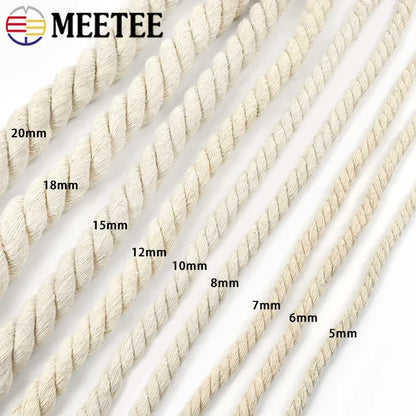 Cordons en macramé de 5 mètres, 7-15mm, 3 actions, corde torsadée en coton pour sac fait à la main, matériel artisanal pour la maison, accessoires de couture