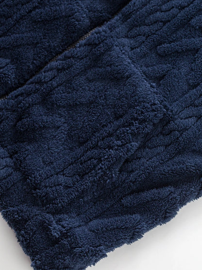 Sweat à capuche en polaire pour homme, vêtements de loisirs quotidiens, mode printemps 2026, couleur unie, veste à capuche en fourrure, cardigan décontracté en tricot ample pour homme