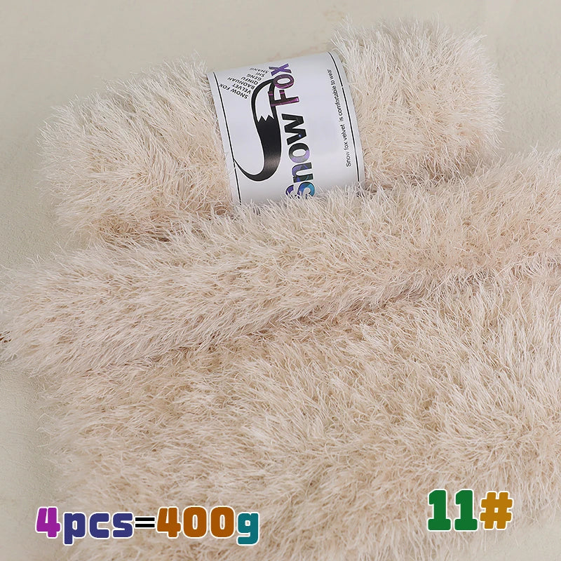 Fil de fausse fourrure 400g, fil de plumes, fil de cils, fil épais pour tricoter à la main, adapté au tricot de grands manteaux, pyjamas, foulards, chapeaux, châles, gilets
