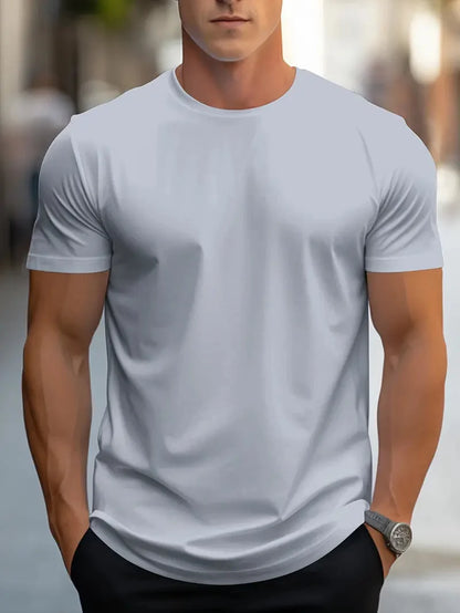 T-shirt à Manches Courtes et Col Rond pour Homme, Vêtement Simple, de Couleur Unie, de Haute Qualité, Confortable, Respirant, Décontracté et Polyvalent, pour Été