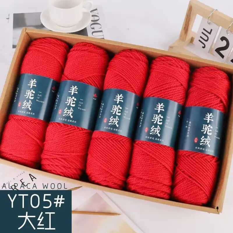 Fil de laine d'alpaga et cachemire, 500 g/ensemble, pour vêtements au Crochet, chapeaux, gants, moyennement épais, 3 plis, fil de laine tricoté à la main de haute qualité, gonflé