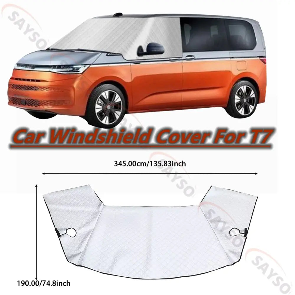 Bouclier solaire argenté pour pare-brise de voiture, couverture solaire d'hiver pour fenêtre avant, Protection extérieure contre le gel et la neige, pour VW T7