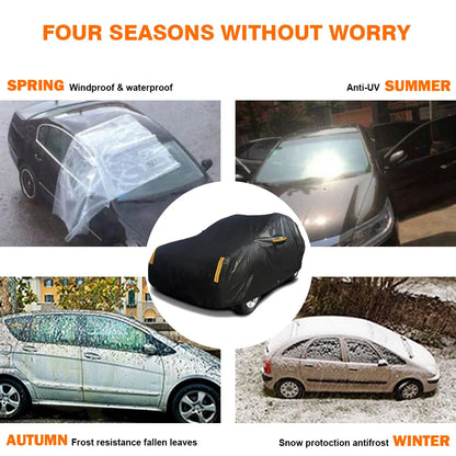 Housse de Protection universelle pour voiture SUV, Protection extérieure, étanche, anti-poussière, UV, adaptée à la berline, coque de voiture noire