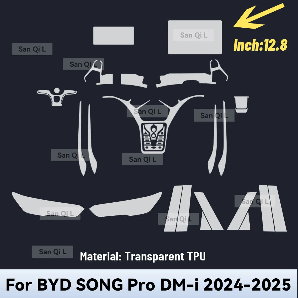 Film de protection intérieur anti-rayures pour BYD SONG PRO DM i 2024 2025, accessoires d'écran de Console centrale en TPU pour voiture de Sport Equator