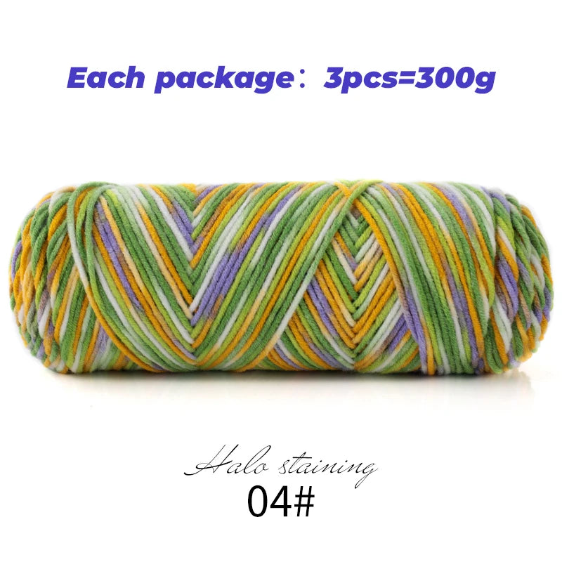 Pull auto-tissé en coton au lait teint à 5 brins, écharpe, couverture moyenne épaisse, fil au Crochet tissé fait à la main, 300g