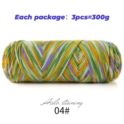 Pull auto-tissé en coton au lait teint à 5 brins, écharpe, couverture moyenne épaisse, fil au Crochet tissé fait à la main, 300g