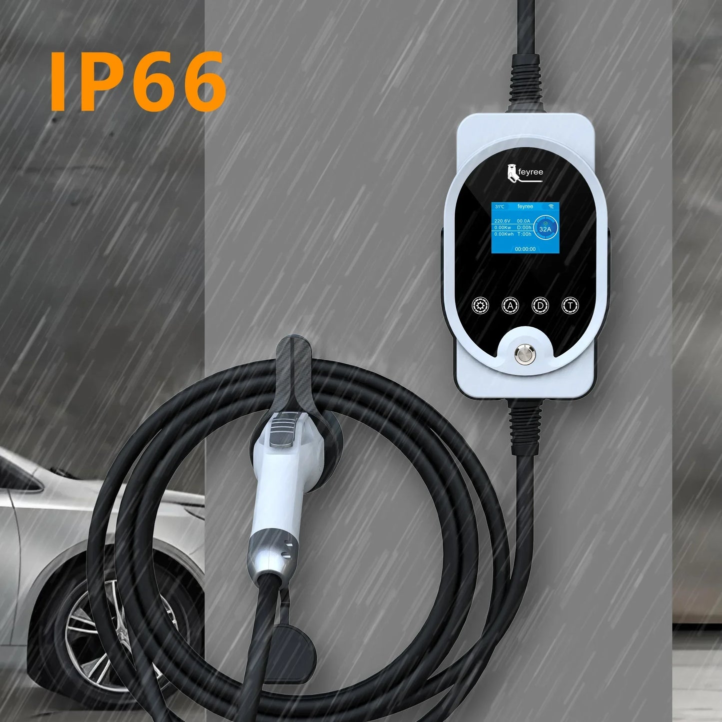 Fey123-Boîtier de charge pour véhicule électrique, prise EV, 7KW, 32A, réglable, version Bluetooth, ensemble de temps de charge, EVSE