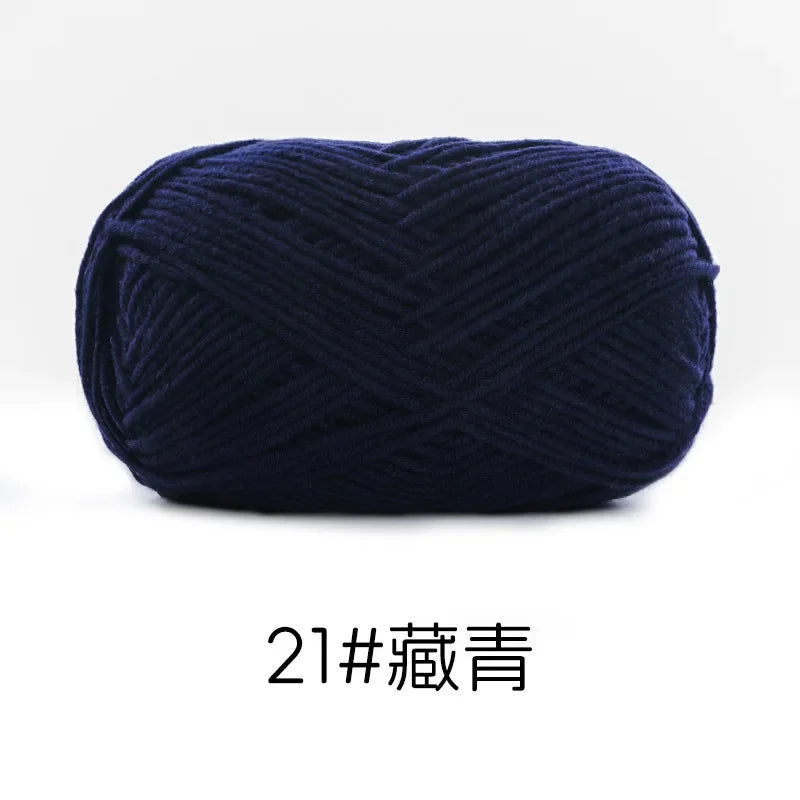 Pelote de Fil de Coton de Lait Peigné à 4 Brins, Laine Douce pour Crocheter et Tisser à la Main, 50g Chacun. 120M)