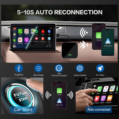 2 en 1 sans fil CarPlay Android Auto Dongle Plug & Play Smart Mini AI Box voiture pour adaptateur Bluetooth KowanKit 2026