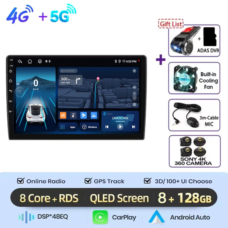 Autoradio multimédia vidéo avec navigation GPS Android16 CarPlay sans fil pour Ford New Transit 2009-2019 Focus 2005-2010