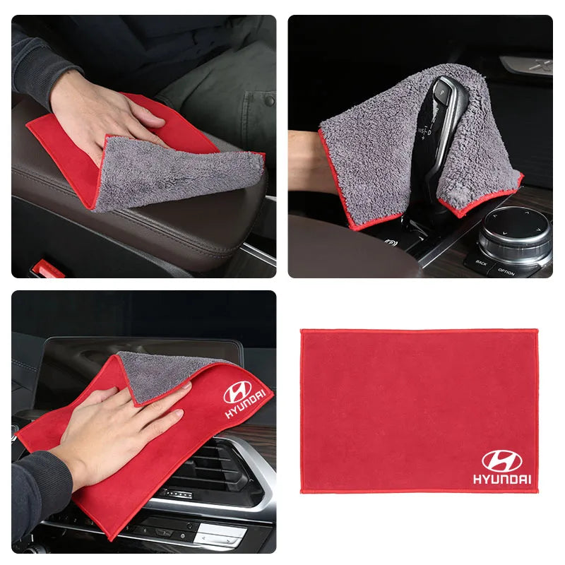 Serviette en microfibre, accessoires de nettoyage de voiture, pour Hyundai Genesis N-LINE I10 I20 I30 I40 IX20 IX35 Kona Getz Veloster Tucson