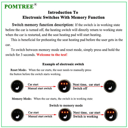 Kit de chauffage de siège de voiture intégré universel Max 100W, adapté aux 2 sièges avec coussinets chauffants en Fiber de carbone 12V, système de commutation de commande à 3 niveaux