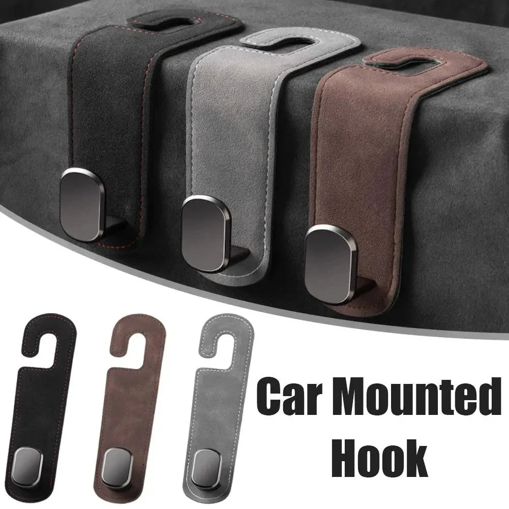 Crochet en cuir pour rangement intérieur de véhicule, 2 pièces, support de téléphone intérieur de voiture, appui-tête de véhicule, cintre de sac pour un rangement pratique de voyage