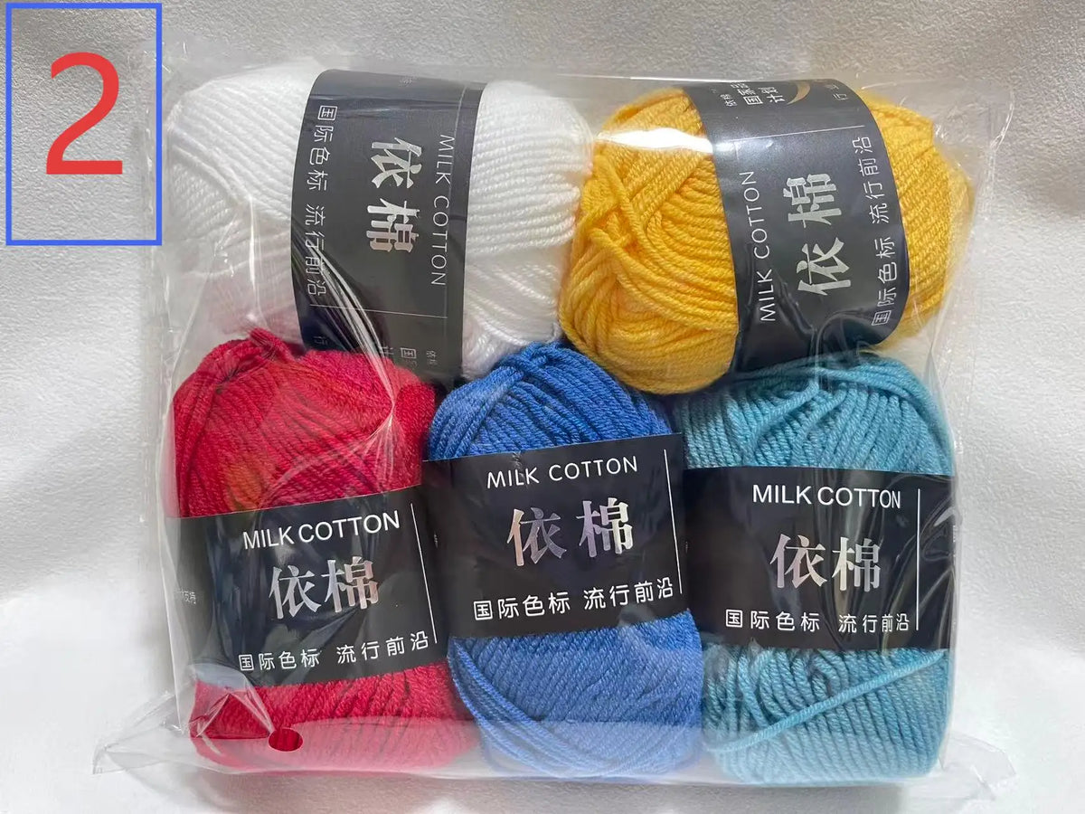 Combinaison de fils de coton au lait, couleurs mélangées, ensemble de fils à tricoter au Crochet pour bricolage artisanal, pull, écharpe, tricot, 5 pièces