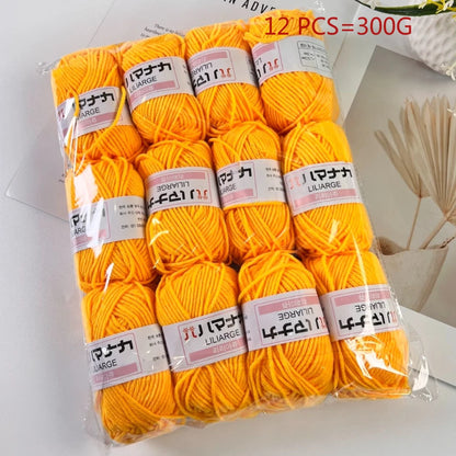 12 pièces 300g fil de lait fait à la main grossier bricolage tissage boule de fil pour pull chapeau écharpe et autres vêtements doux Crochet fil à tricoter