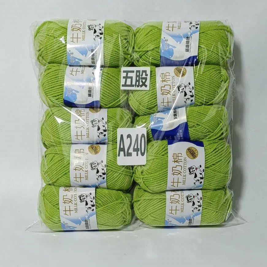 Fil de coton au lait de couleurs mélangées, 10 pièces, 500g, 5 plis, ensemble de fils au Crochet doux, fleurs tricotées à la main, fils peignés artisanaux au Crochet