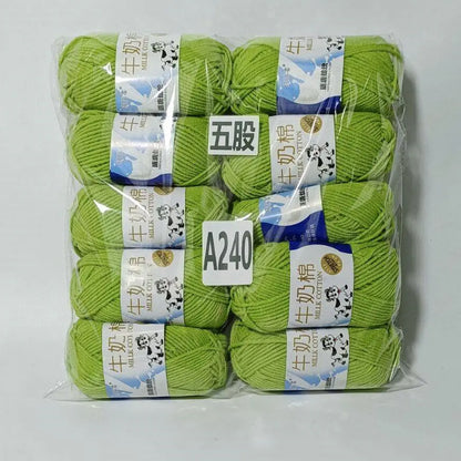 Fil de coton au lait de couleurs mélangées, 10 pièces, 500g, 5 plis, ensemble de fils au Crochet doux, fleurs tricotées à la main, fils peignés artisanaux au Crochet