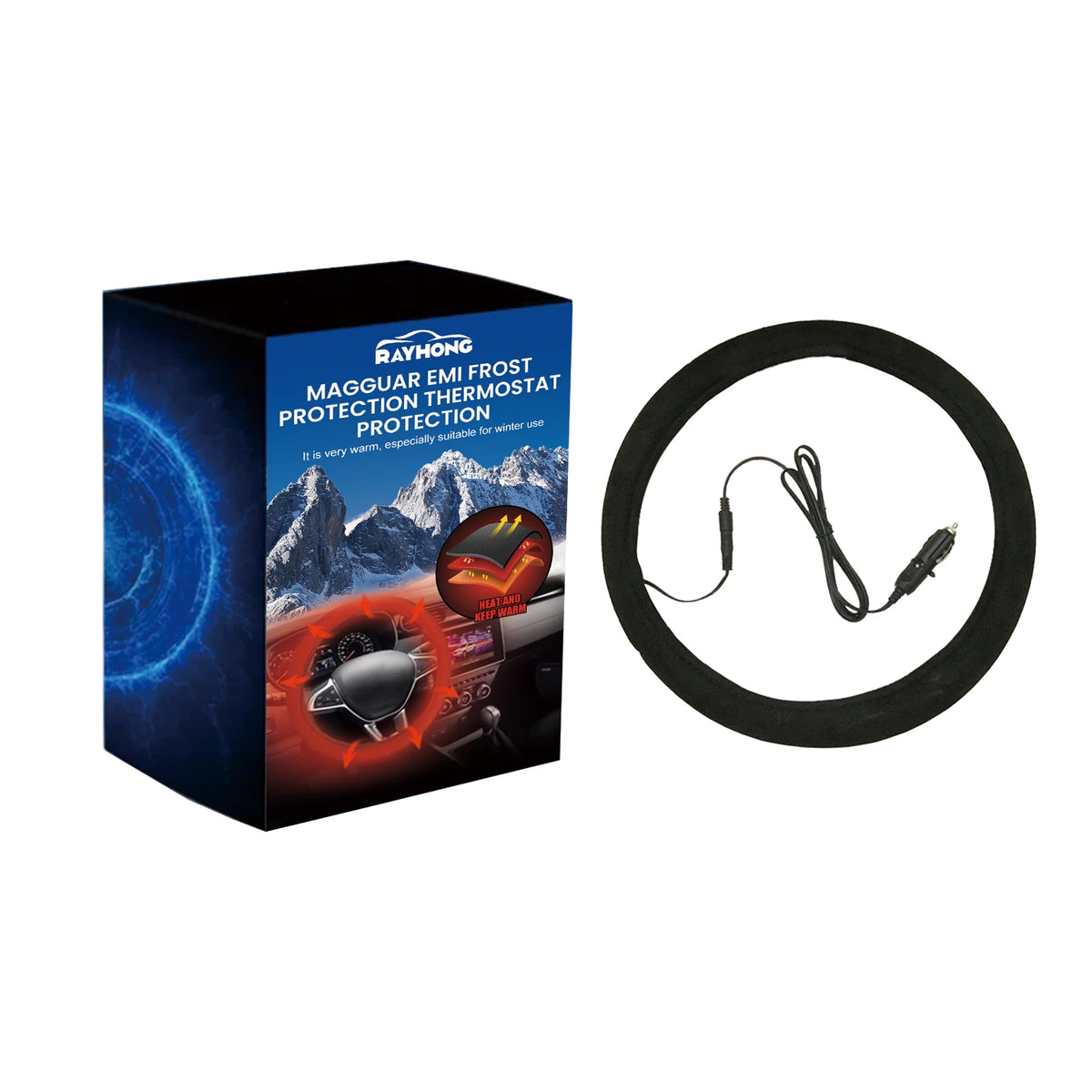 Housse chauffante universelle pour volant de voiture 12V, séchage rapide en 3 minutes, housse chauffante antidérapante pour l'hiver pour le confort de conduite (noir)