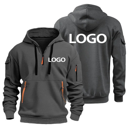 Sweat-shirt de sport européen pour hommes, ample et décontracté, avec fermeture éclair, poche sur le bras, personnalisé avec votre Logo, veste à capuche à épaules tombantes, pull