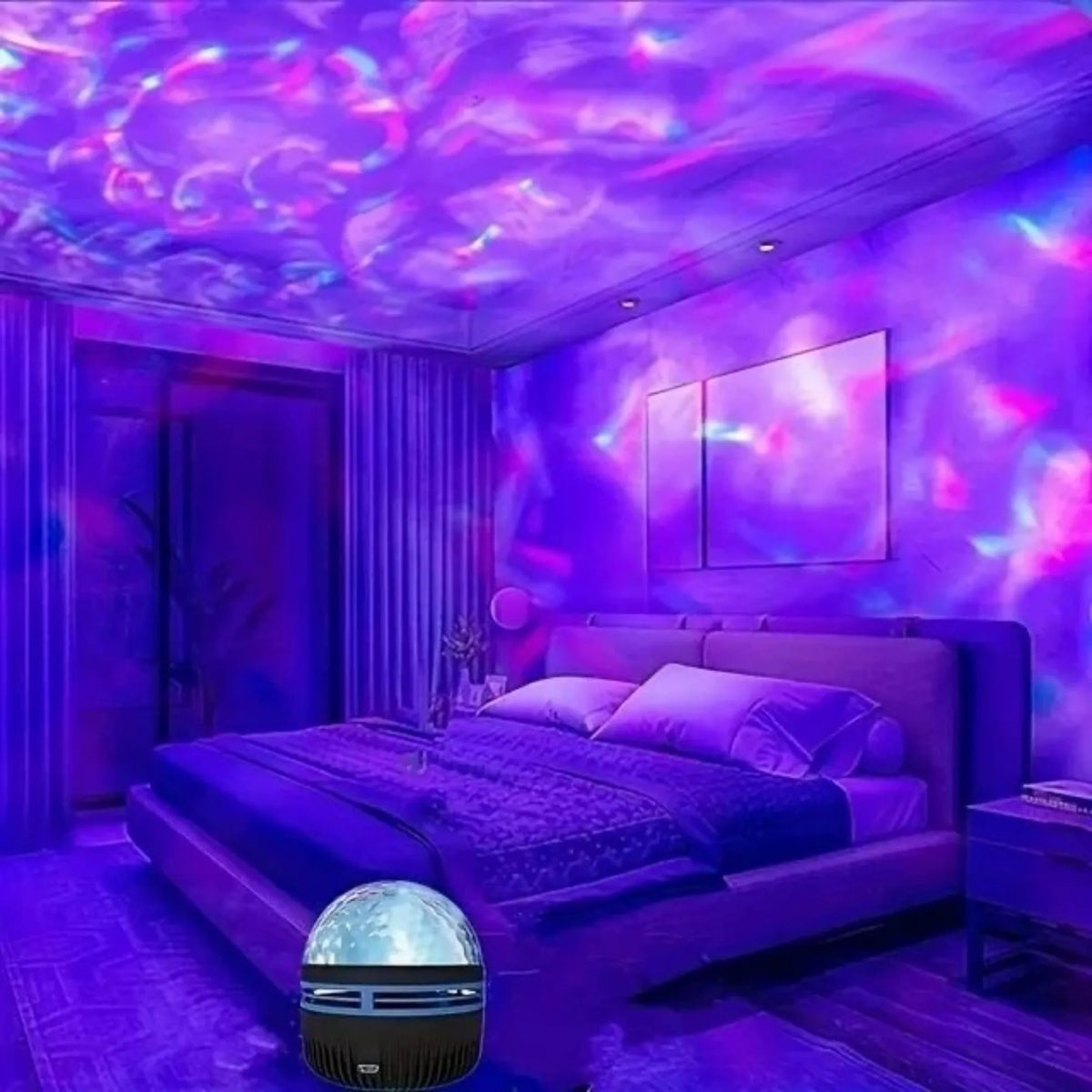 Projecteur LED Ciel Étoilé RGB Galaxie Lampe d'Ambiance Projection Noël Halloween Télécommande 7 Couleurs Rotation Automatique Maison