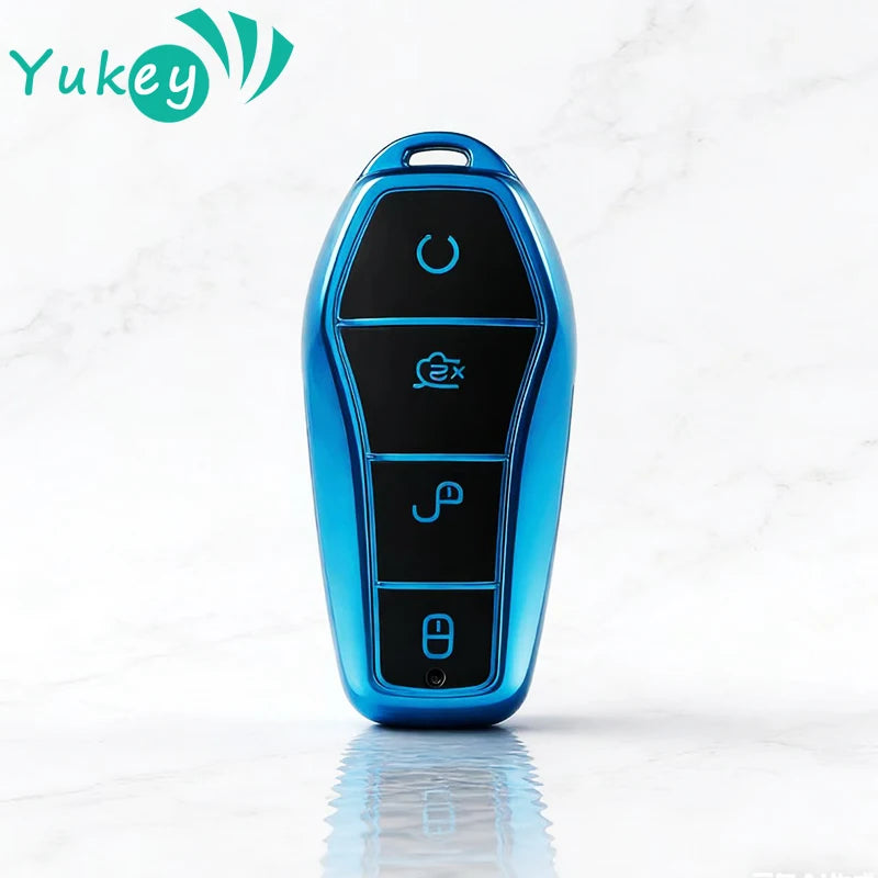 Support protégé à 4 boutons pour BYD Qin Plusdmi Atto 3 Han EV, porte-clés dauphin en TPU, étui pour clé télécommande de voiture, accessoires