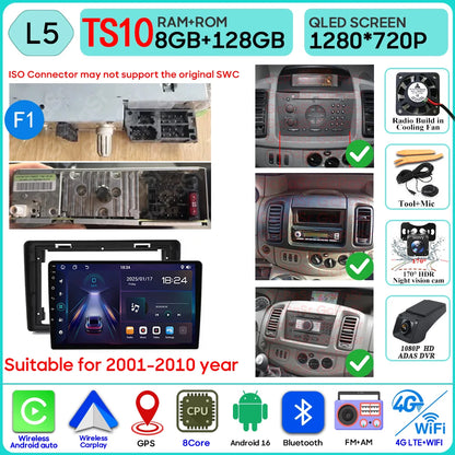 Autoradio Android 16 pour Renault Trafic 2 pour Opel Vivaro A pour Nissan primastar 2001 - 2014 GPS Navigation Carplay Android Auto