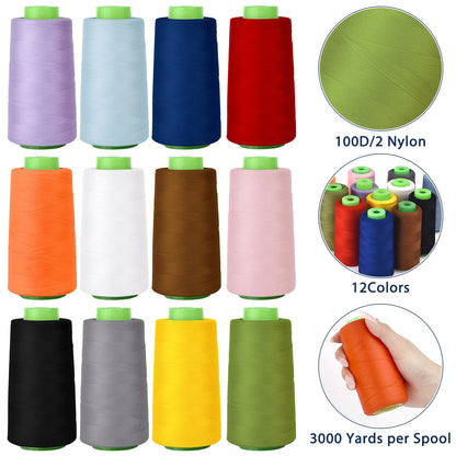 100D/2 3000 Yards fil à coudre en Nylon haute élasticité fil couleur fil à coudre bord couture fil soie fil élastique