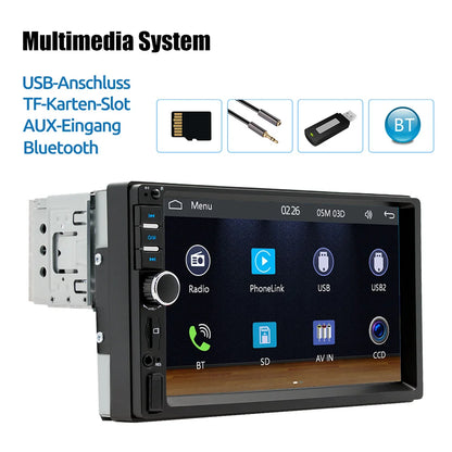 ESSGOO Carplay Android Auto 1 DIN 7 "Radio de voiture universelle BT TF EQ USB AUX TF USB HD lecteur multimédia à écran tactile avec 7 couleurs