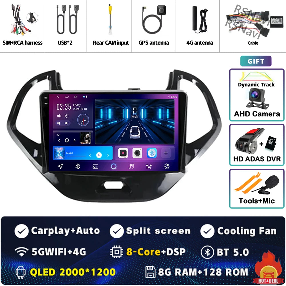 Android 15 Carplay Auto pour Ford Figo 2015 2016 2017 2018 autoradio 4G WIFI lecteur multimédia srereo Navigation vidéo 360 caméra