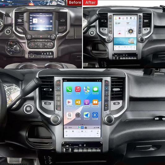 Autoradio 12,1 pouces pour Dodge RAM 2018-2020, lecteur multimédia, unité principale, GPS, navigation, CarPlay sans fil, 4G WIFI