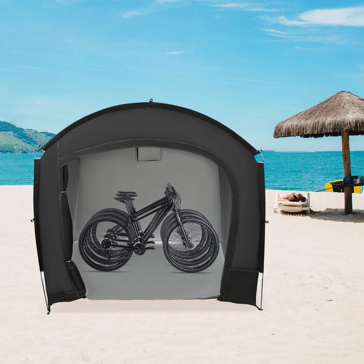 Abri de rangement de vélo pour 1-4 vélos, tente d'abri de vélo Portable et étanche 220x150x185cm, couverture de pare-soleil pliable en tissu Oxford 210D