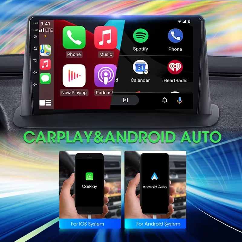 Android Carplay Auto pour Renault Megane 2 2002 2003 2004 2005 2006 2007 2008 2009 lecteur d'autoradio multimédia WIFI + 4G stéréo