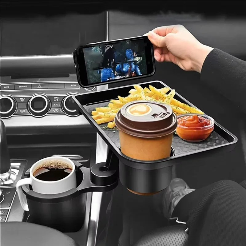 Plateau porte-gobelet universel pour voiture de haute qualité - 360 °     Organisateur rotatif réglable à double tasse