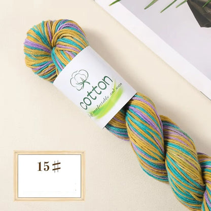Fil dégradé 100% coton teint à la main 2mm 50g pour tricot, crochet, écharpe et pull DIY