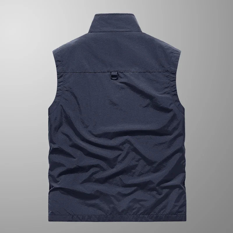 Grande taille hommes été en plein air randonnée gilet tactique multi-poches léger coque souple utilitaire voyage Safari Cargo gilet hommes