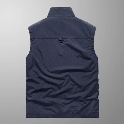 Grande taille hommes été en plein air randonnée gilet tactique multi-poches léger coque souple utilitaire voyage Safari Cargo gilet hommes