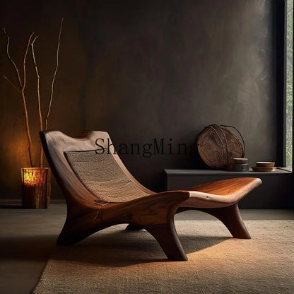 ZYH wabi-sabi vent rondin rangée droite canapé chaise petit appartement rond paresseux vent chaise de loisirs