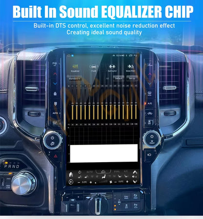 Autoradio pour Dodge Ram 2019 – 2023 1Din, écran tactile 13.6 pouces, Android Auto, Audio DSP, Bluetooth, USB, Support de commande au volant