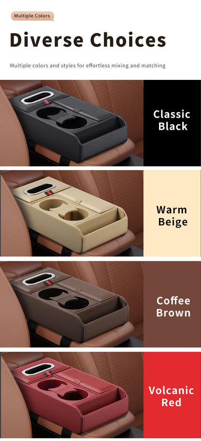 Boîte de rangement d'accoudoir de voiture, coussin de rehaussement, boîte à mouchoirs, support de verre d'eau, boîte de rangement multifonctionnelle pour voiture, coussin d'accoudoir de Console