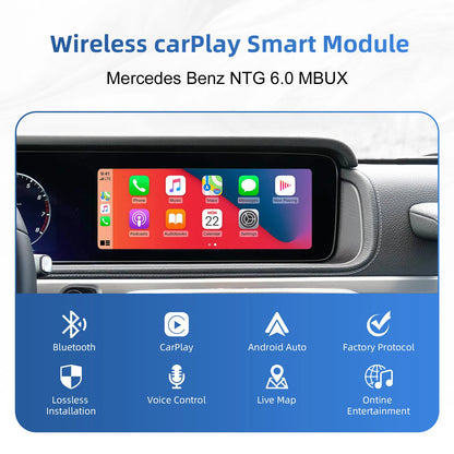 Ezonetronics – kit de modification automatique sans fil CarPlay Android, boîtier décodeur, Interface CarPlay pour système Mercedes Benz NTG6.0 MBUX 2019 +