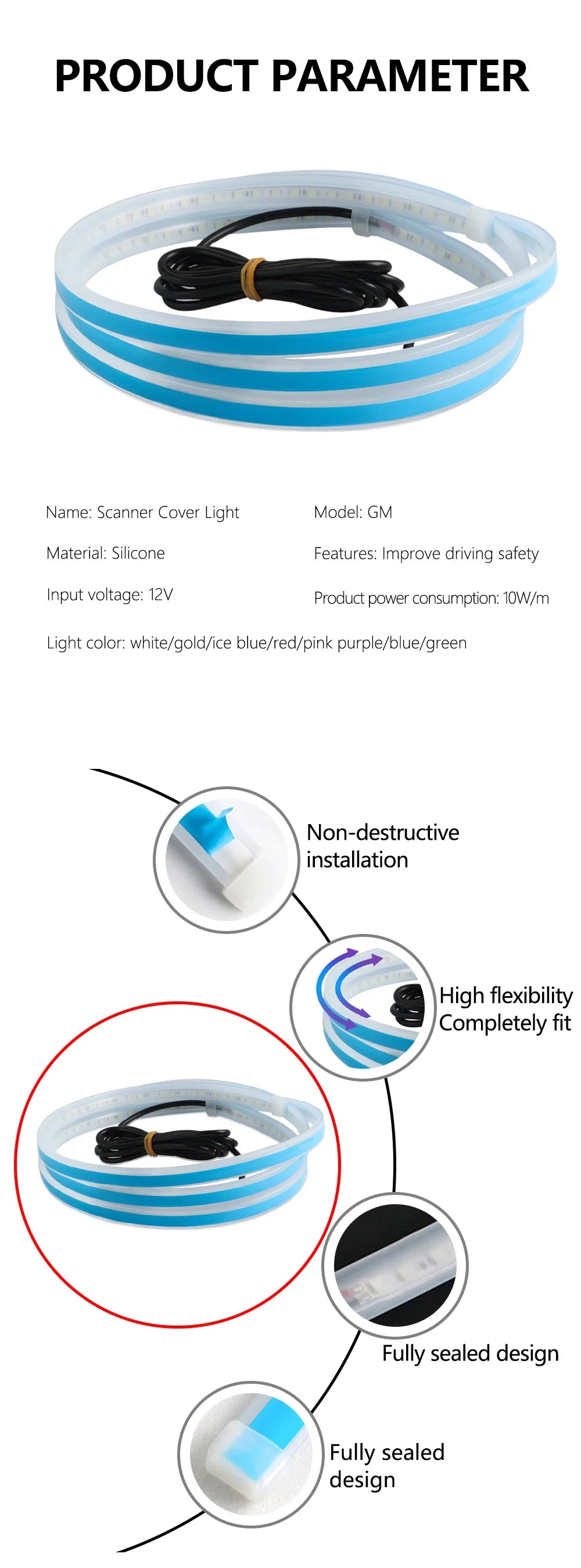 Feux diurnes à LED pour capot de voiture, démarrage par balayage, lumières décoratives, guide de capot moteur automatique DRL, lampe d'ambiance décorative, 12V, 150cm