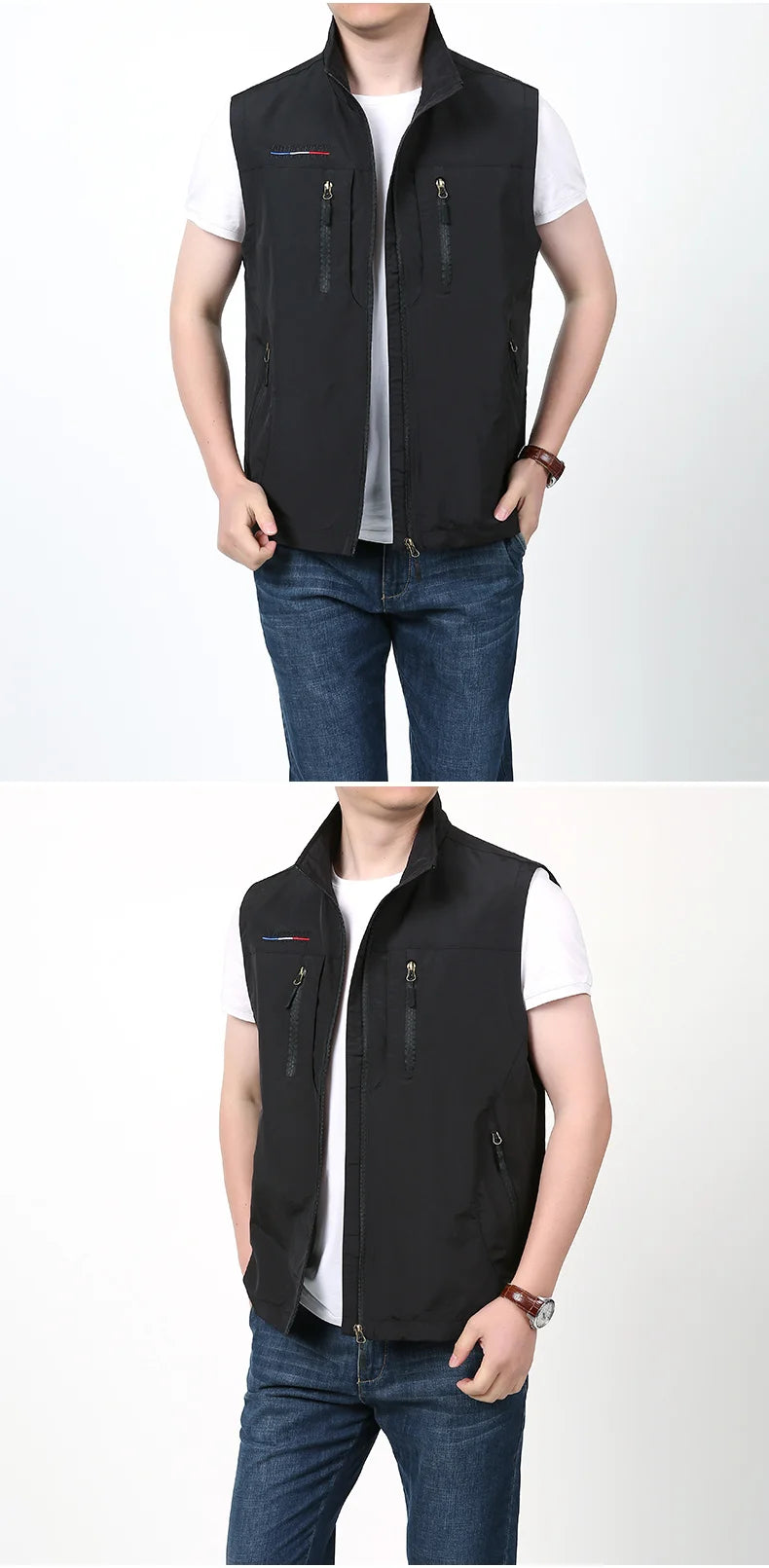 Grande taille hommes été en plein air randonnée gilet tactique multi-poches léger coque souple utilitaire voyage Safari Cargo gilet hommes