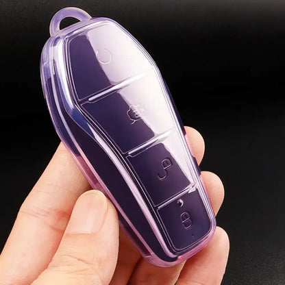 Étui transparent pour clé de voiture en TPU souple, télécommande à 4 boutons, housse de protection, accessoires, BYD Qin Plusdmi Atto 3 Han EV DolDave