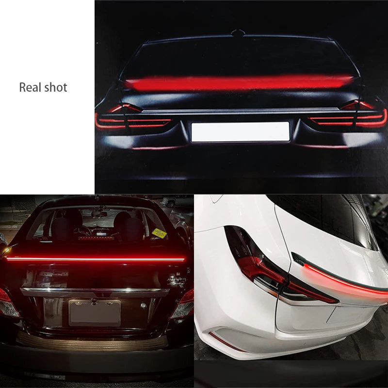 SEAMETAL 120cm Led Spoiler lumière universelle en Fiber de carbone voiture becquet arrière lampe à flux la troisième feu Stop feux de signalisation d'arrêt 12V
